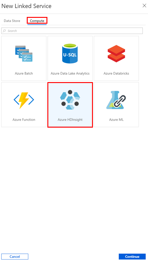 “Azure HDInsight” kutucuğunu seçme
