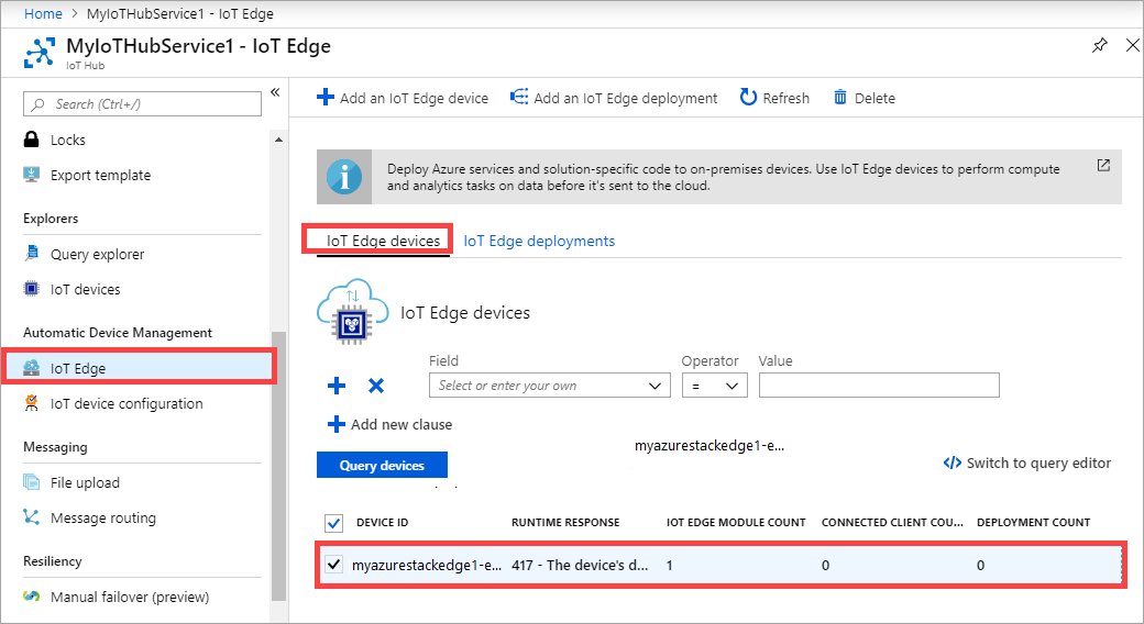 Go to IoT Edge device in IoT Hub