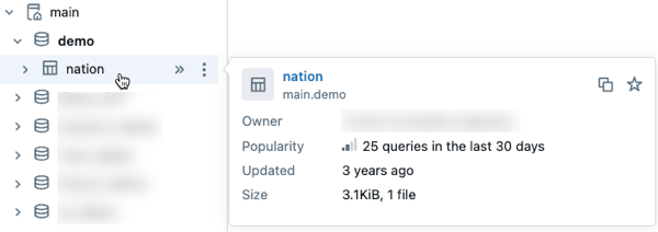 Katalog listesinin sağ kısmında sahip ve son sorgu geçmişi gibi birim kataloğu meta verilerini içeren bir kart görüntülenir.
