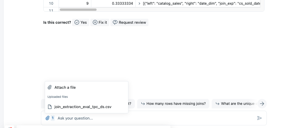 Genie alanı, ekli dosyaları sohbet penceresindeki metin girişi alanının üzerinde gösterir.