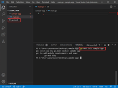 go mod init komutunu çalıştıran ekran görüntüsü.