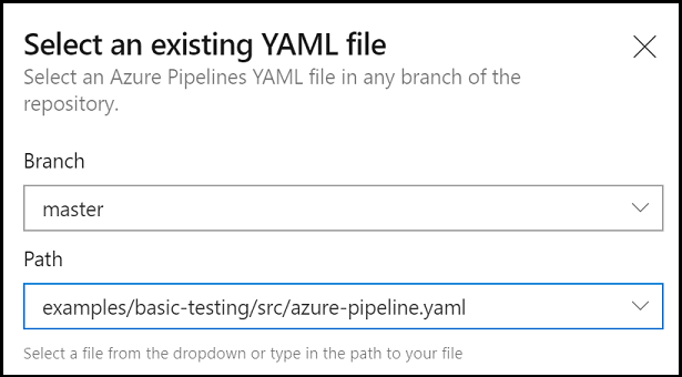Mevcut YAML işlem hattını seçme