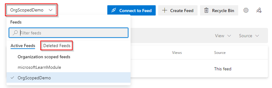 Kalıcı silinmek üzere bekleyen akışlara nasıl erişileceğini gösteren ekran görüntüsü.