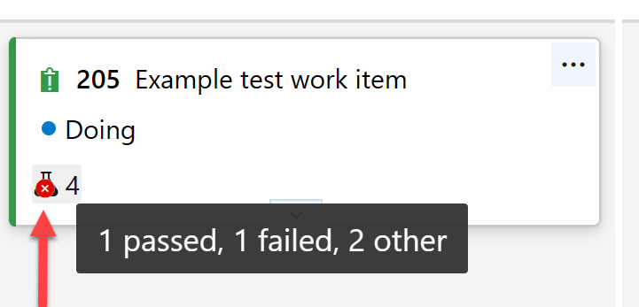 Üzerine gelindiğinde test özetini gösteren ekran görüntüsü.