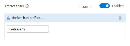 Azure Container Registry ve Docker Hub yapıtları için aşama düzeyi filtresi.