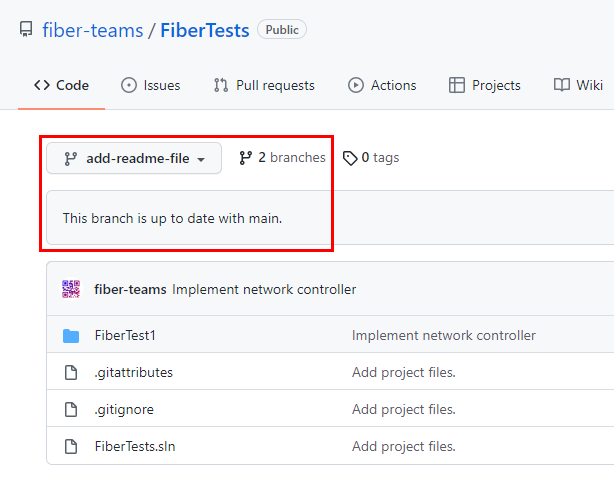 GitHub deposunun ana sayfasındaki yeni dal dosyalarınızın ekran görüntüsü.