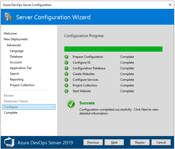 Gelişmiş, Yapılandır sayfasının ekran görüntüsü.