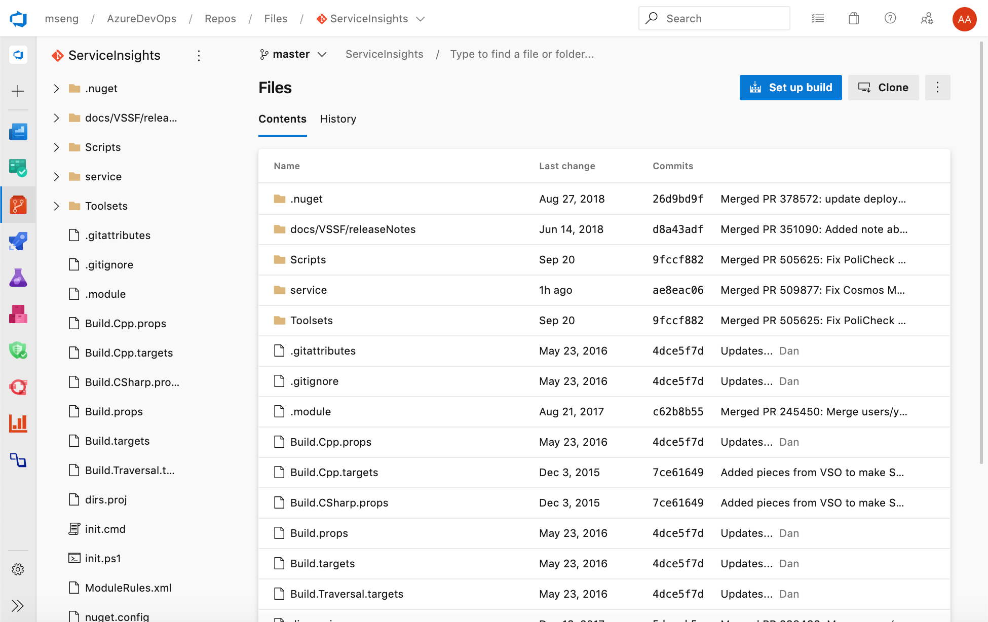 Azure Repos giriş sayfaları için yeni web kullanıcı arabiriminin ekran görüntüsü.