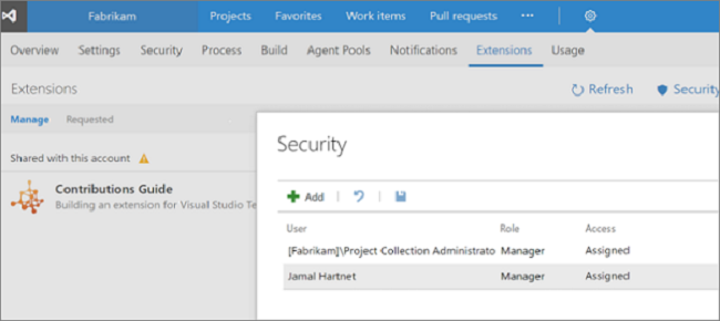 Uzantı yönetimi izinleri