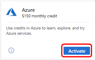 Azure Aylık kredi etkinleştirme sayfasının ekran görüntüsü.
