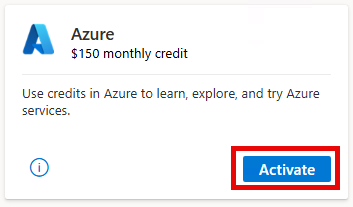 Azure Aylık kredi etkinleştirme sayfasının ekran görüntüsü.