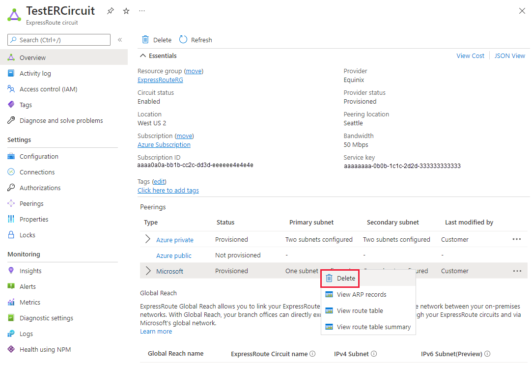 Microsoft eşleme ilişkisini nasıl sileceğinizi gösteren ekran görüntüsü.