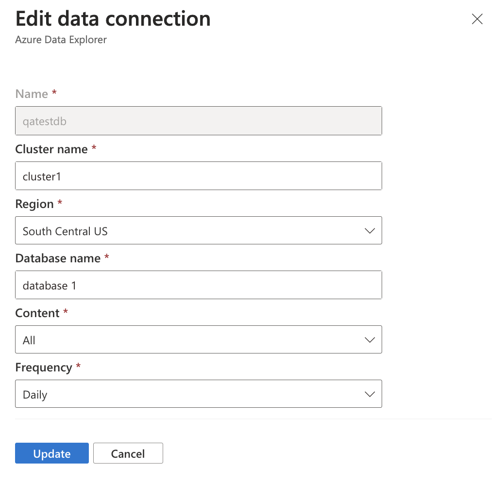 Azure Veri Gezgini için Veri bağlantısı ekle ekranını gösteren ekran görüntüsü.