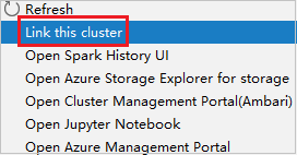 Azure Gezgini'nde HDInsight Spark kümeleri bağlantısı.