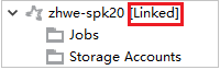 Azure Gezgini'ndeki HDInsight Spark kümeleri birbirine bağlıdır.