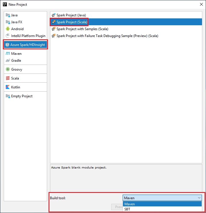 IntelliJ IDEA Yeni Proje iletişim kutusu.