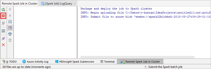 Apache Spark Gönderimi penceresi.