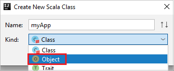 Yeni Scala Sınıfı Oluştur iletişim kutusu.