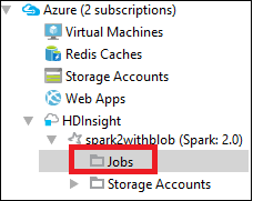 IntelliJ Azure Gezgini İş görünümü düğümü.