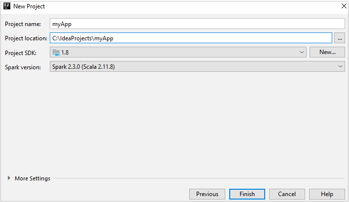 Apache Spark SDK'sını seçme.