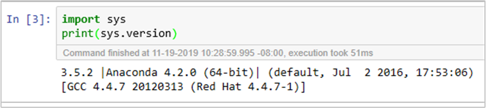 Jupyter Notebook'ta Python sürümünü denetleyin.