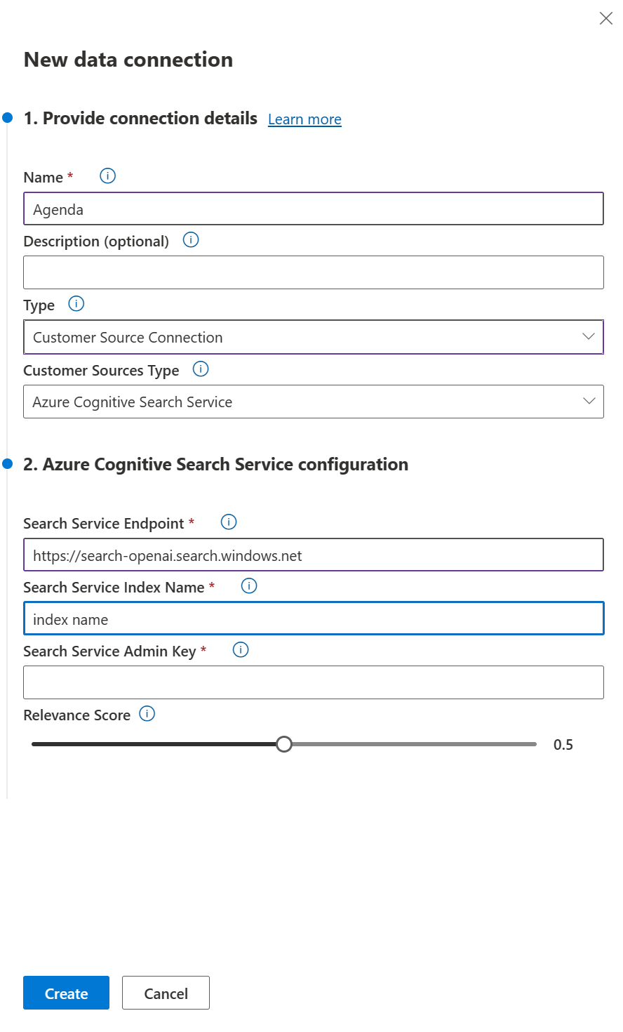 Screenshot of a new Custoemr Source Connection