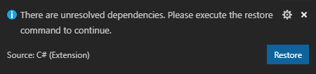 VS Code geri yükleme istemi