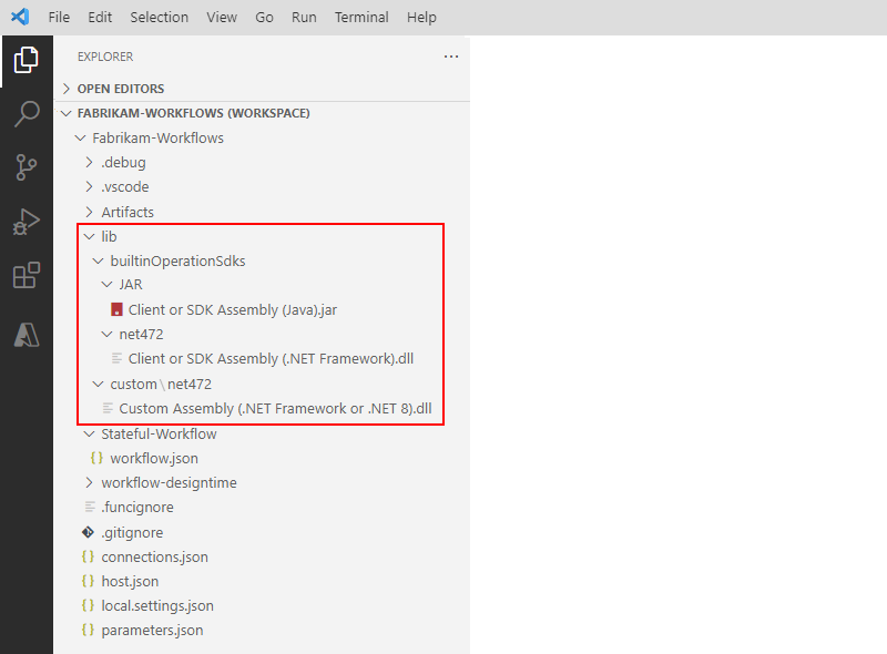 Visual Studio Code proje yapısını ve genişletilmiş derleme klasörlerini gösteren ekran görüntüsü.