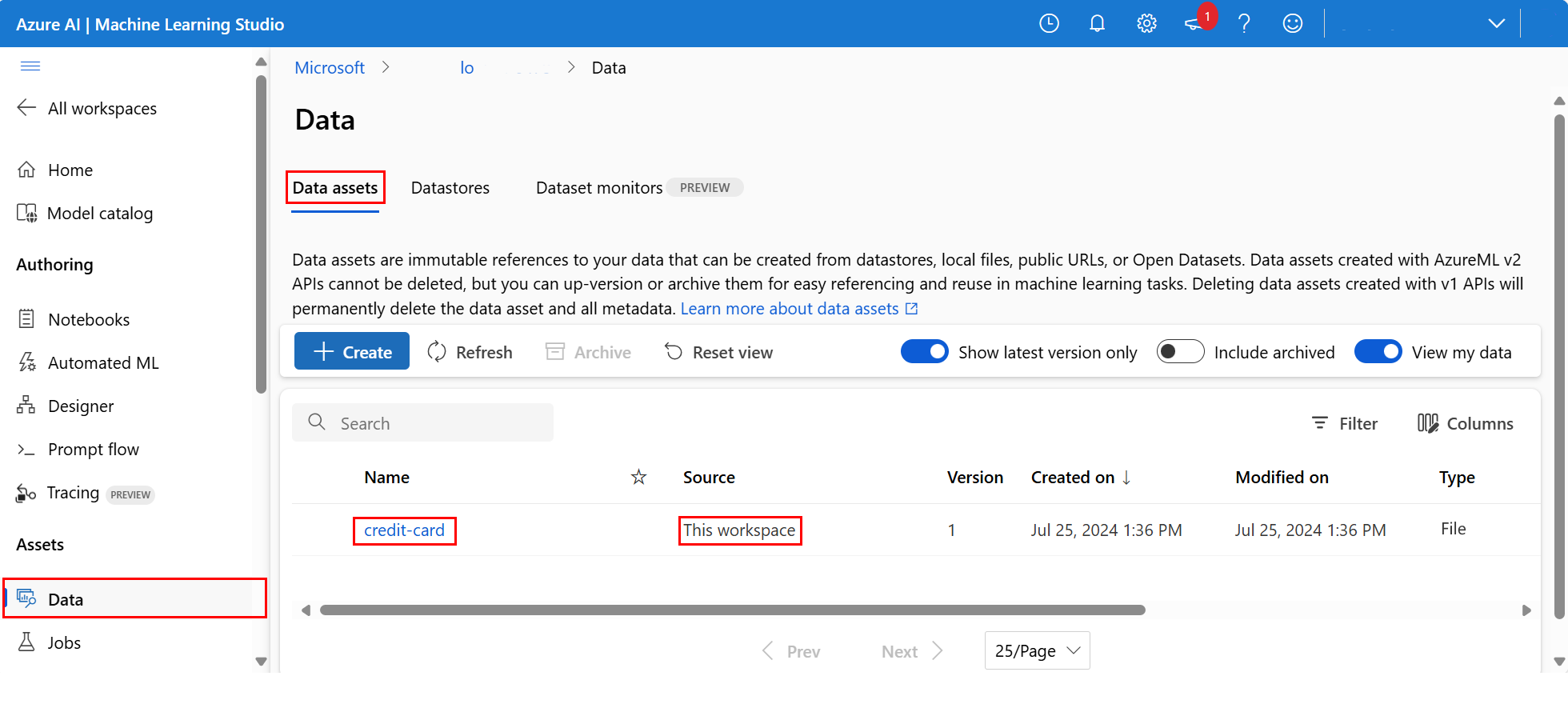 Studio'daki verileri gösteren ekran görüntüsü.