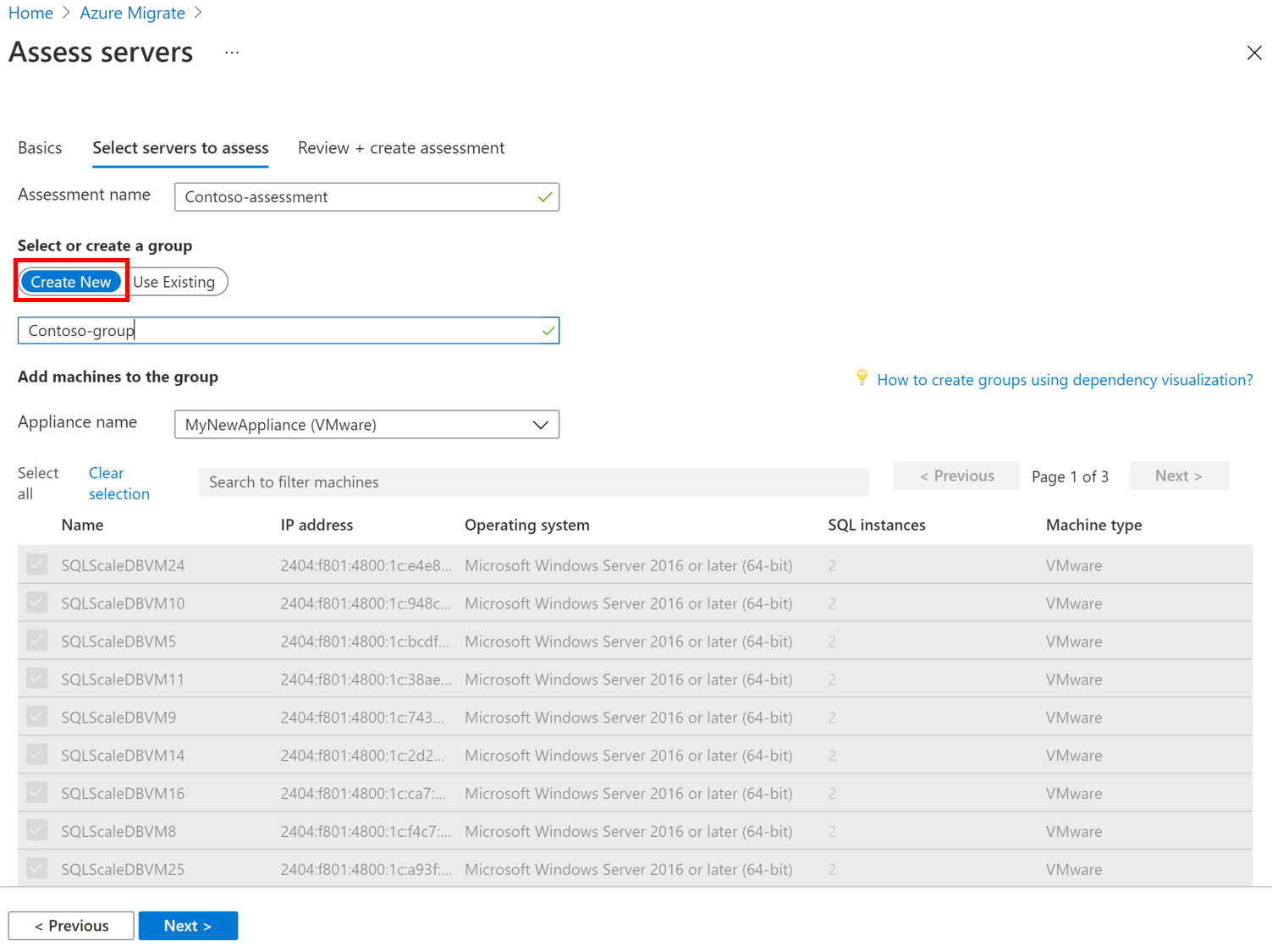 Yeni grup düğmesinin konumu ekran görüntüsü.