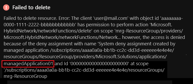 Kaynağı silme hatasının gösterildiği ekran görüntüsü.