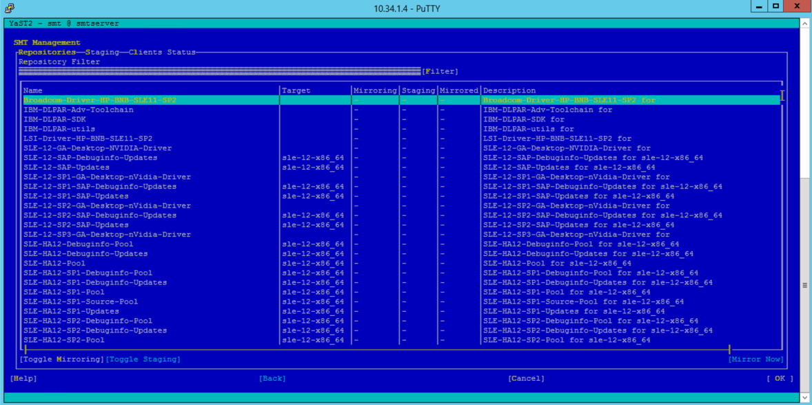 Screenshot of selecting packages.