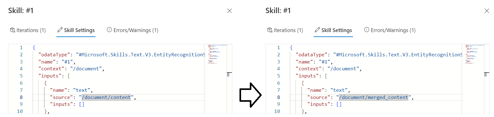 Sabit merged_content girişi için İfade Değerlendiricisi'nin ekran görüntüsü.