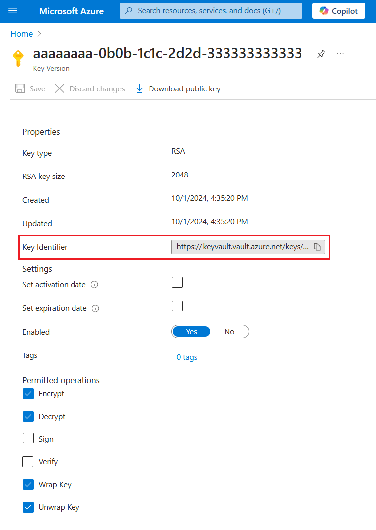 Yeni anahtar kasası anahtarı oluşturma