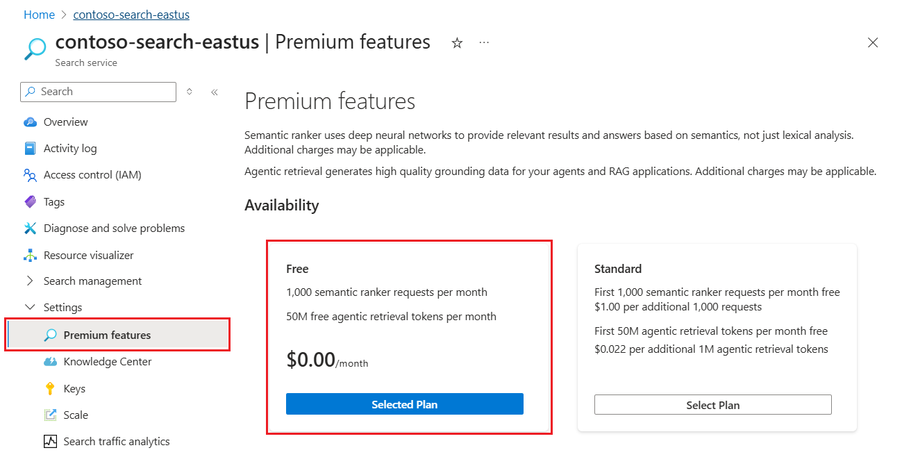 Azure portalında anlam sıralamasını etkinleştirme işleminin ekran görüntüsü.