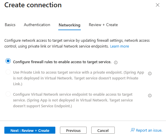Azure portalında Ağ sekmesinin doldurulduğu ekran görüntüsü.