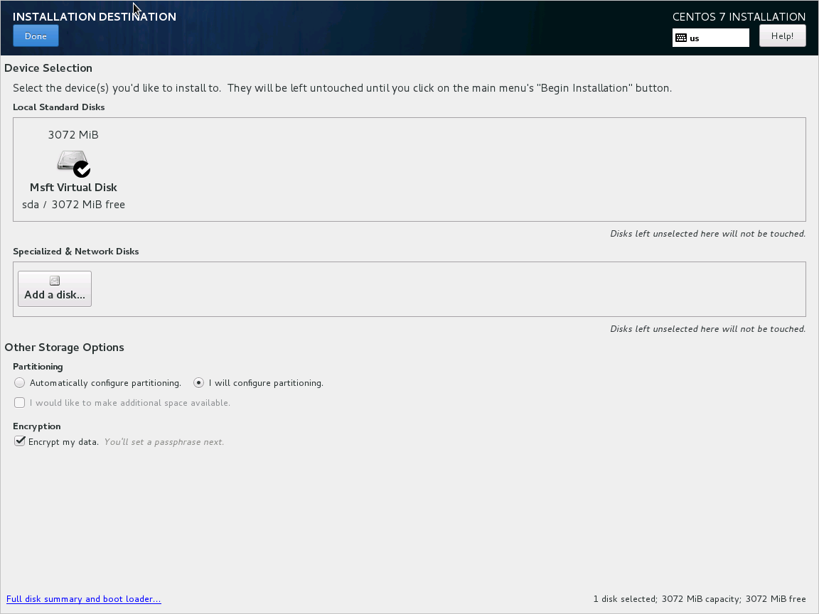 CentOS 7 Kurulumu -Yükleme hedefi