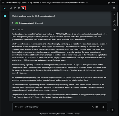 Screenshot of a session with prompts selected for a new promptbook