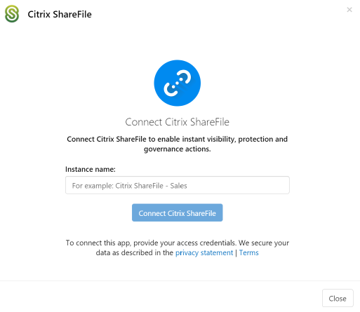 connect Citrix ShareFile instance name.