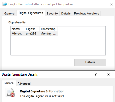 Digital signature not valid.