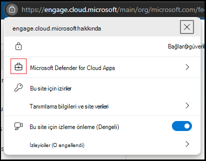 Tarayıcı göstergesinde Microsoft Edge'in ekran görüntüsü.