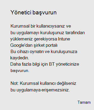 Kişisel profil destek sonu açılan penceresinin ekran görüntüsü.