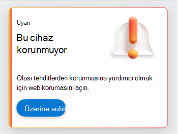 Kullanıcıdan web korumasını açmasını isteyen kartın ekran görüntüsü.