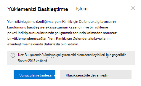 Klasik algılayıcının nasıl yükleneceğini gösteren ekran görüntüsü.
