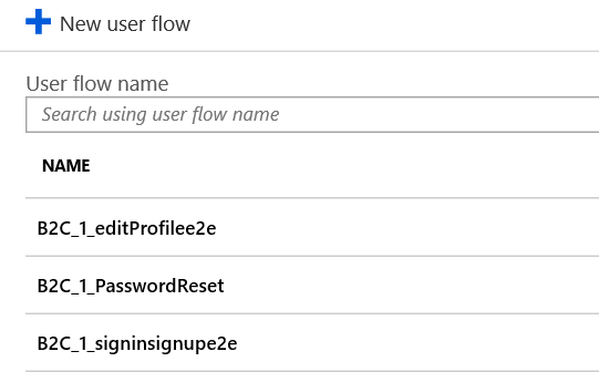 Collect the names of each B2C policy flow.