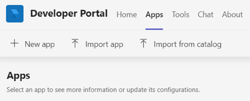 Geliştirici Portalı'nda yeni bir uygulama oluşturun veya bir uygulamayı içeri aktarın.