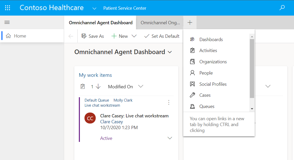 Add tab to Patient service center Add tab to Patient service center.