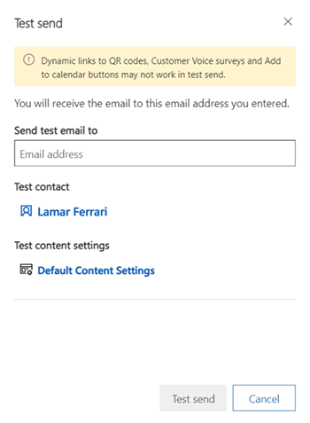 E-posta testi gönderme iletişim kutusu E-posta testi gönderme iletişim kutusu.