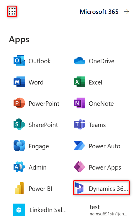 Microsoft 365 Uygulama Başlatıcı bölmesi.