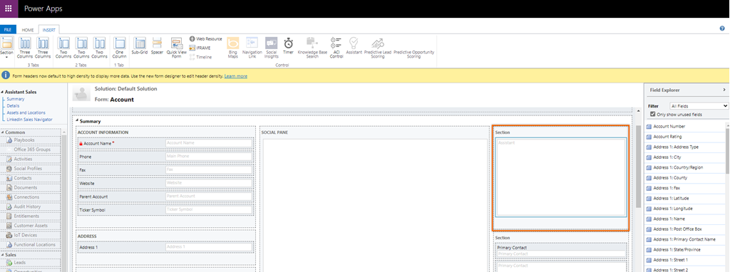 Yardımcı arabirim öğesi bölüme eklenir.